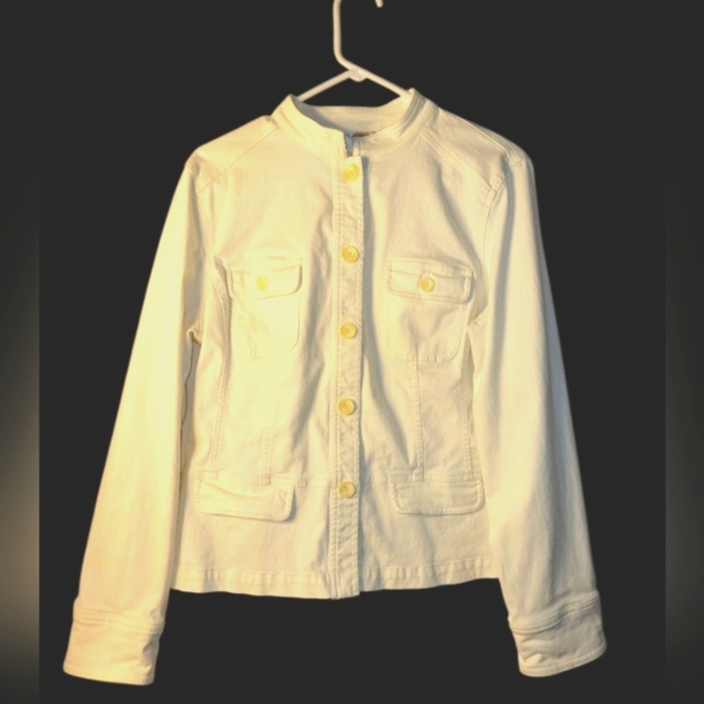 TALBOTS Stretch Cotton Jacket, 14, Ivory/Cream, VGUC